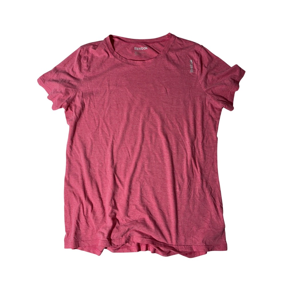 Reebok Womens XL Pink Heather Short Sleeve Activewear Crew Neck T-Shirt